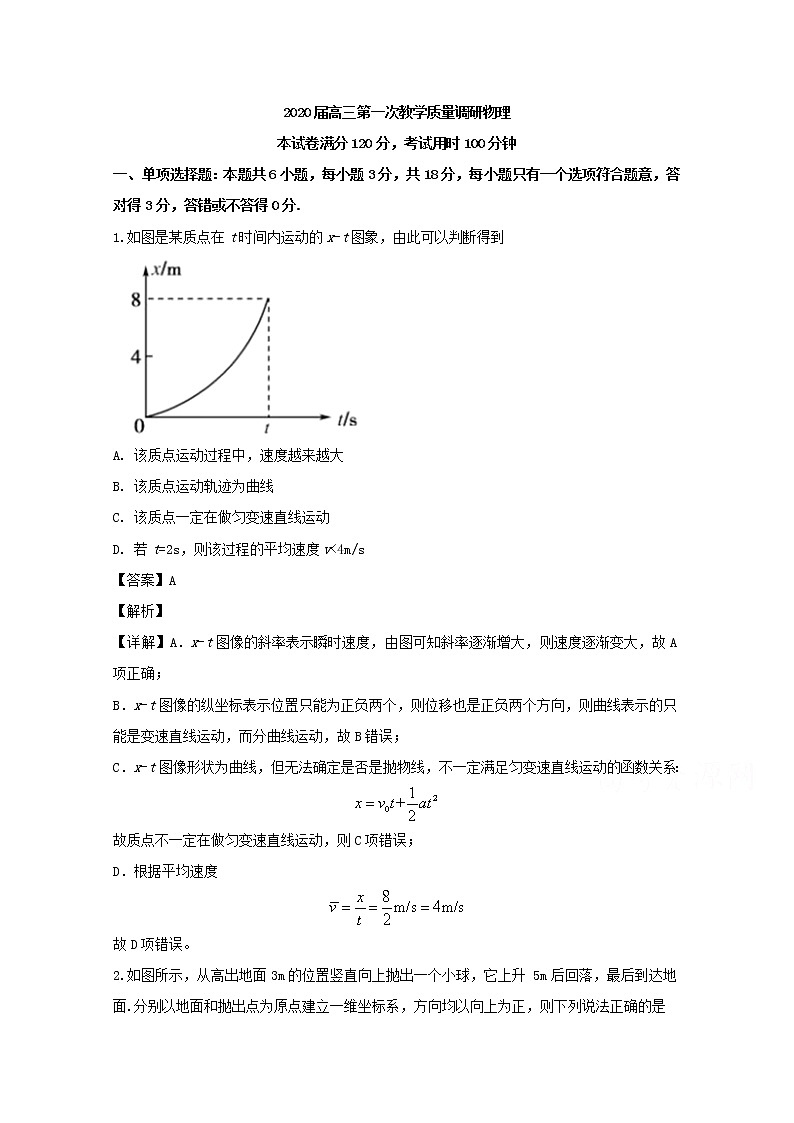 江苏省海门市海门中学2020届高三上学期第一次教学质量调研物理试题01