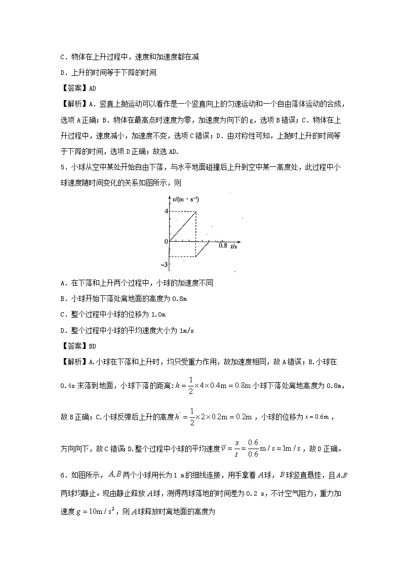 (暑期辅导专用)2020年初高中物理衔接教材衔接点06自由落体运动和竖直上抛运动(含解析)第3页