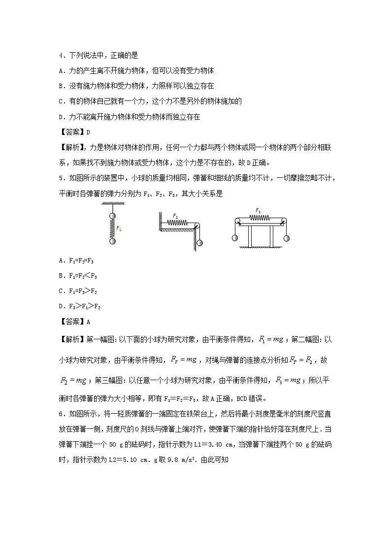 (暑期辅导专用)2020年初高中物理衔接教材衔接点08重力和弹力(含解析) 试卷03