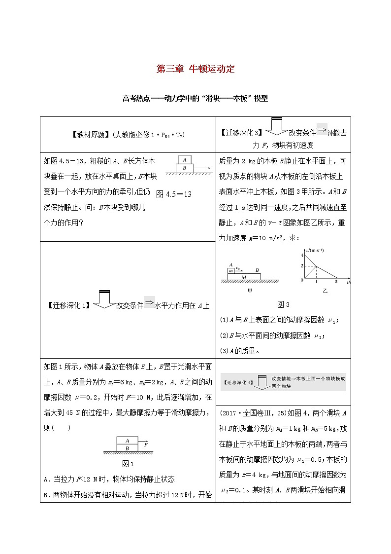 2021高考物理一轮复习第三章牛顿运动定律从教材走向高考学案作业(含解析)新人教版必修101