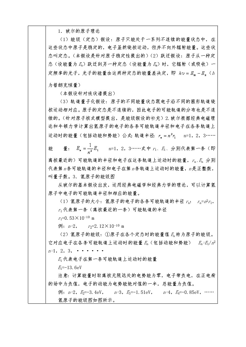 人教版高中物理选修3-5全册教案18.4 玻尔的原子模型02