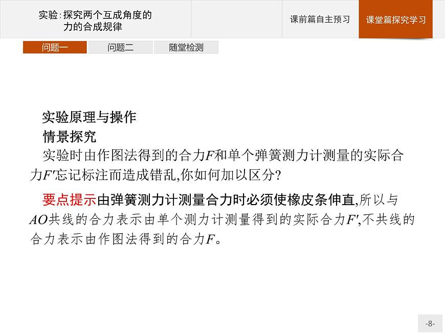第三章 實驗 探究兩個互成角度的力的合成規(guī)律 高中_物理_新人教版第8頁