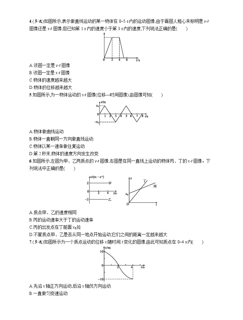 第二章 习题课 x-t图像与v-t图像的识别及应用练习题 高中_物理_新