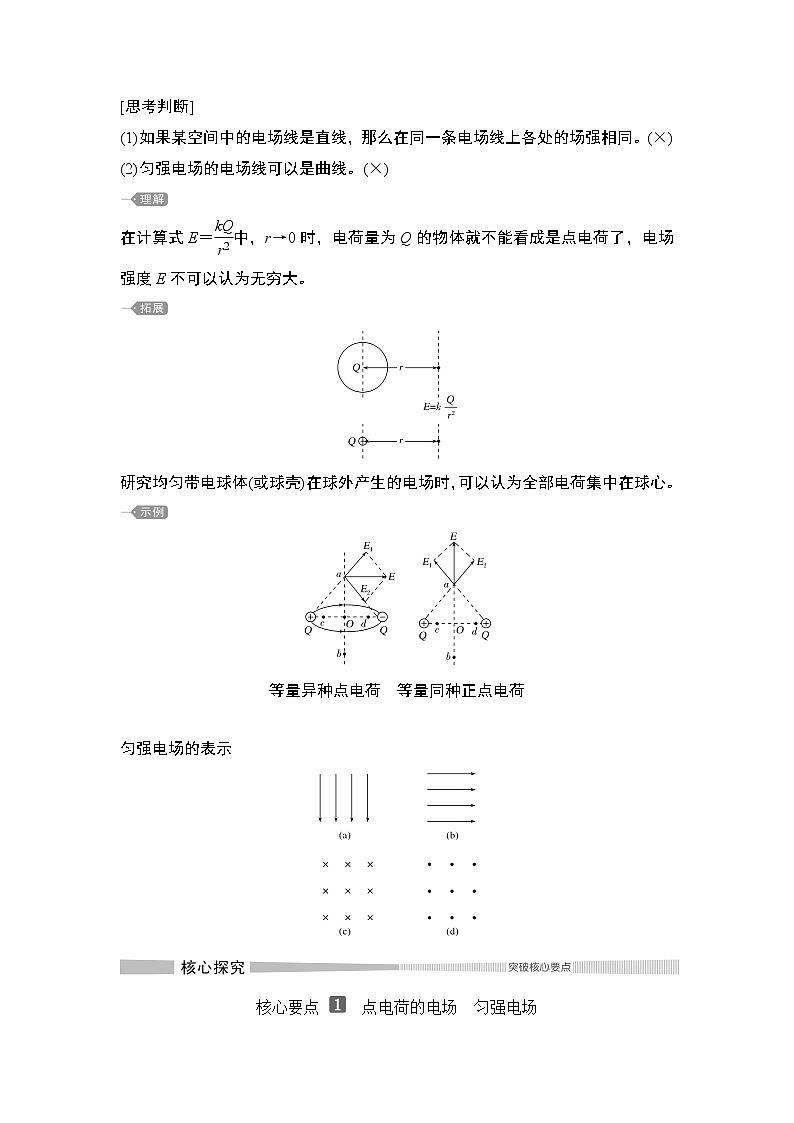 第1章 第4節(jié) 點電荷的電場 勻強電場 教學講義第2頁