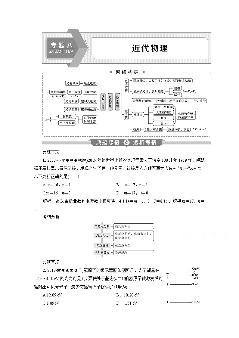 2020新课标高考物理二轮讲义:专题八 近代物理01