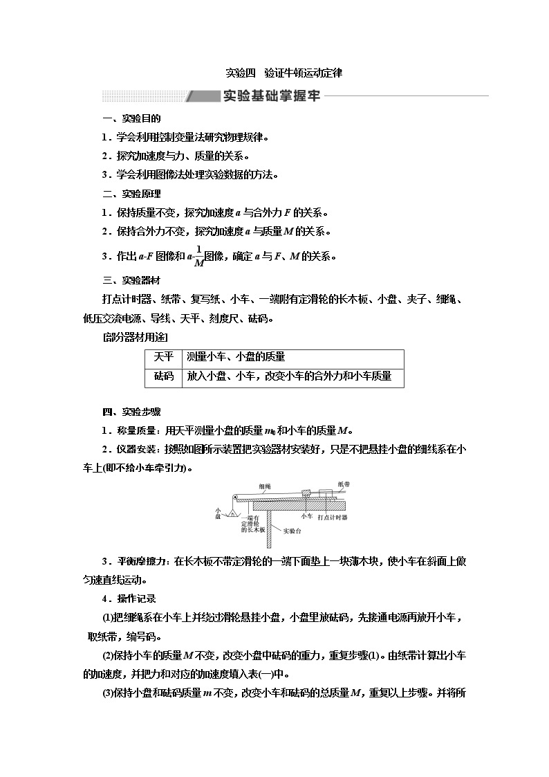 2020版高考一轮复习物理通用版讲义：第三章实验四验证牛顿运动定律01