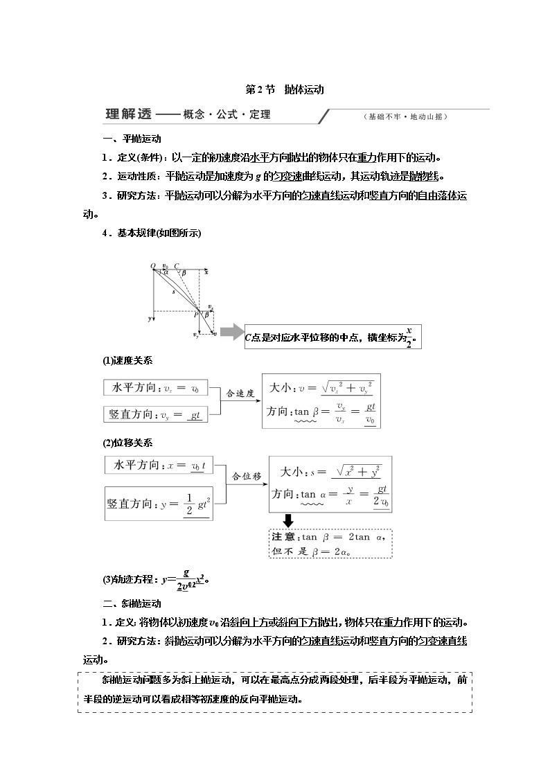 2020版高考一轮复习物理通用版讲义：第四章第2节抛体运动01