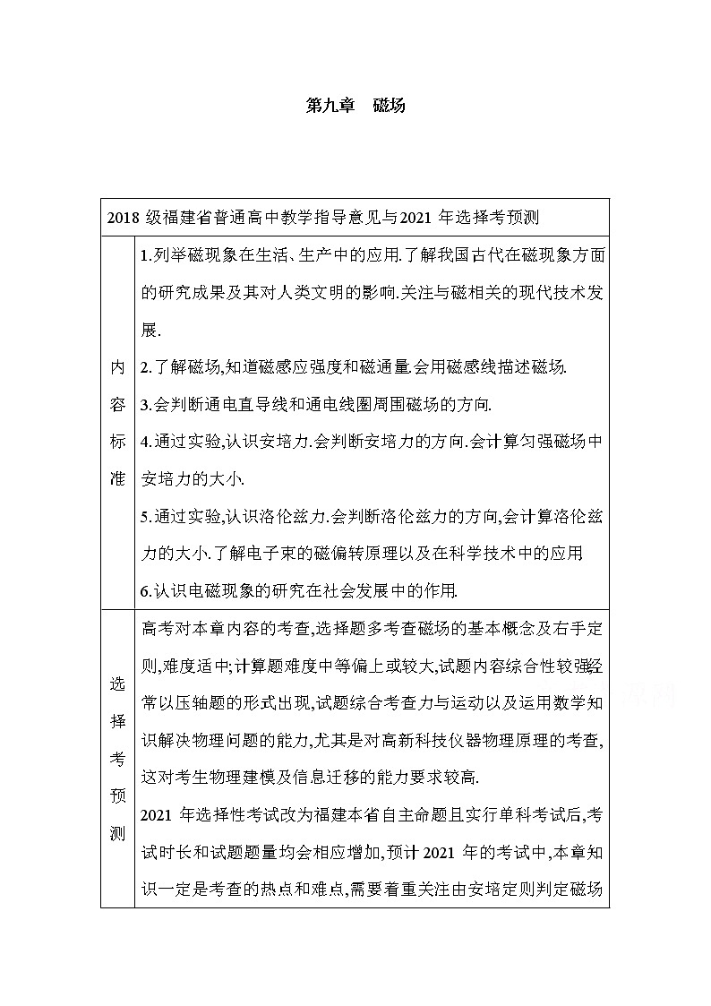 2021高考物理鲁科版一轮复习教师用书:第九章第1节 磁场对电流的作用01