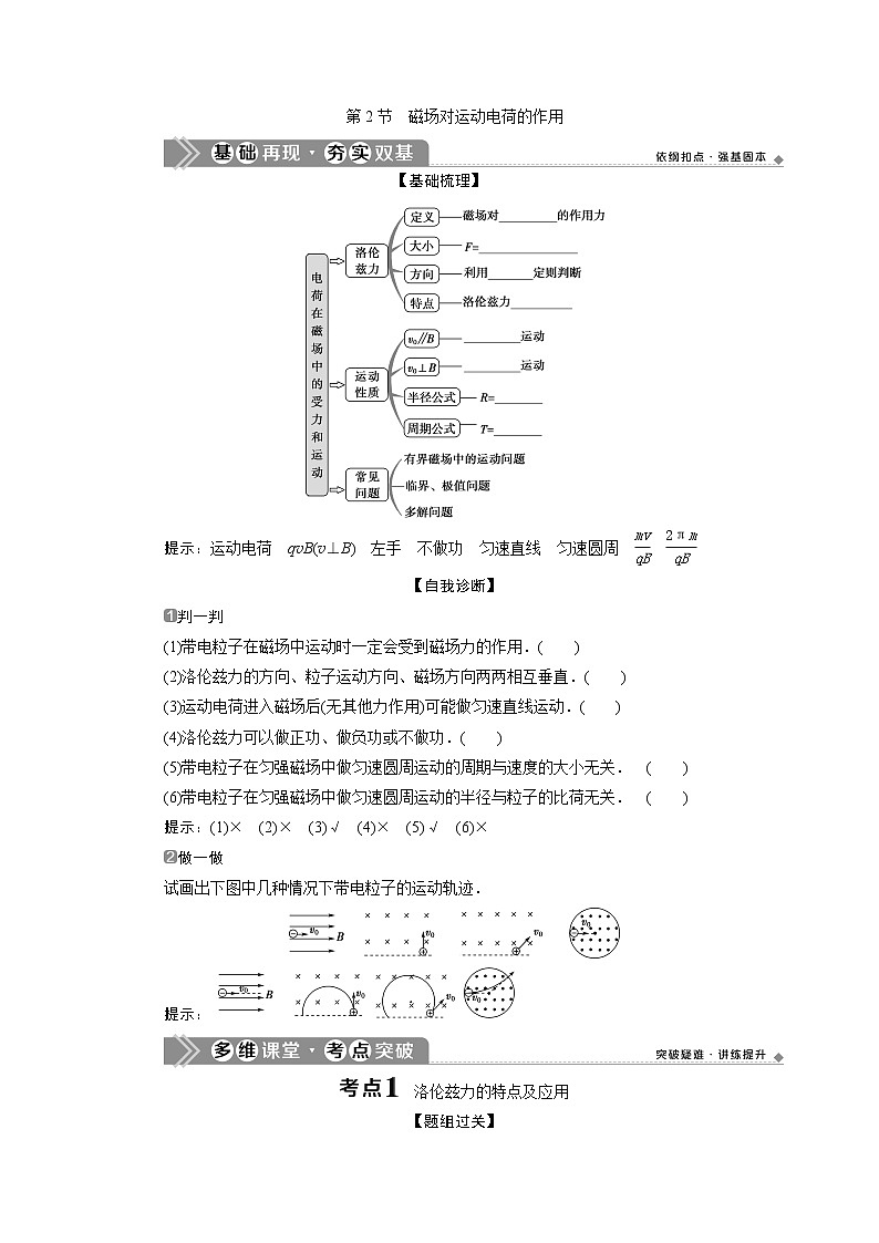 2021版浙江新高考选考物理一轮复习教师用书:10第八章 2第2节 磁场对运动电荷的作用01
