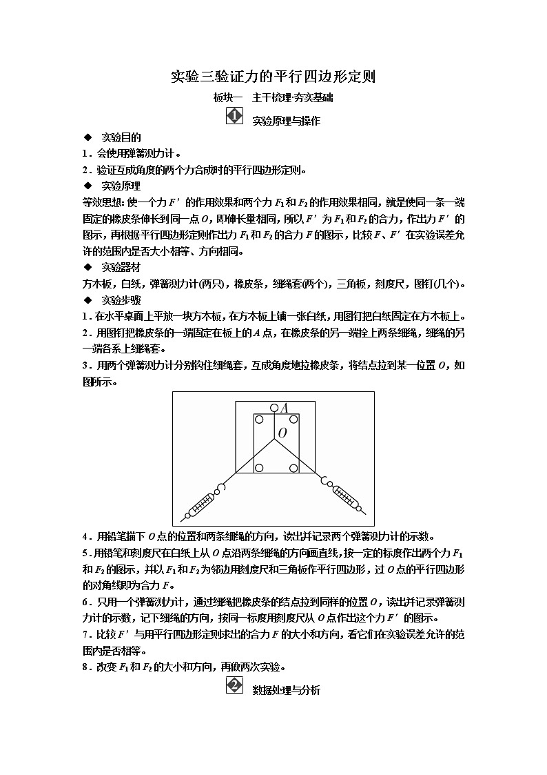备考2019年高考物理一轮复习文档:第2章 实验3《 验证力的平行四边形定则》(含解析) 试卷01