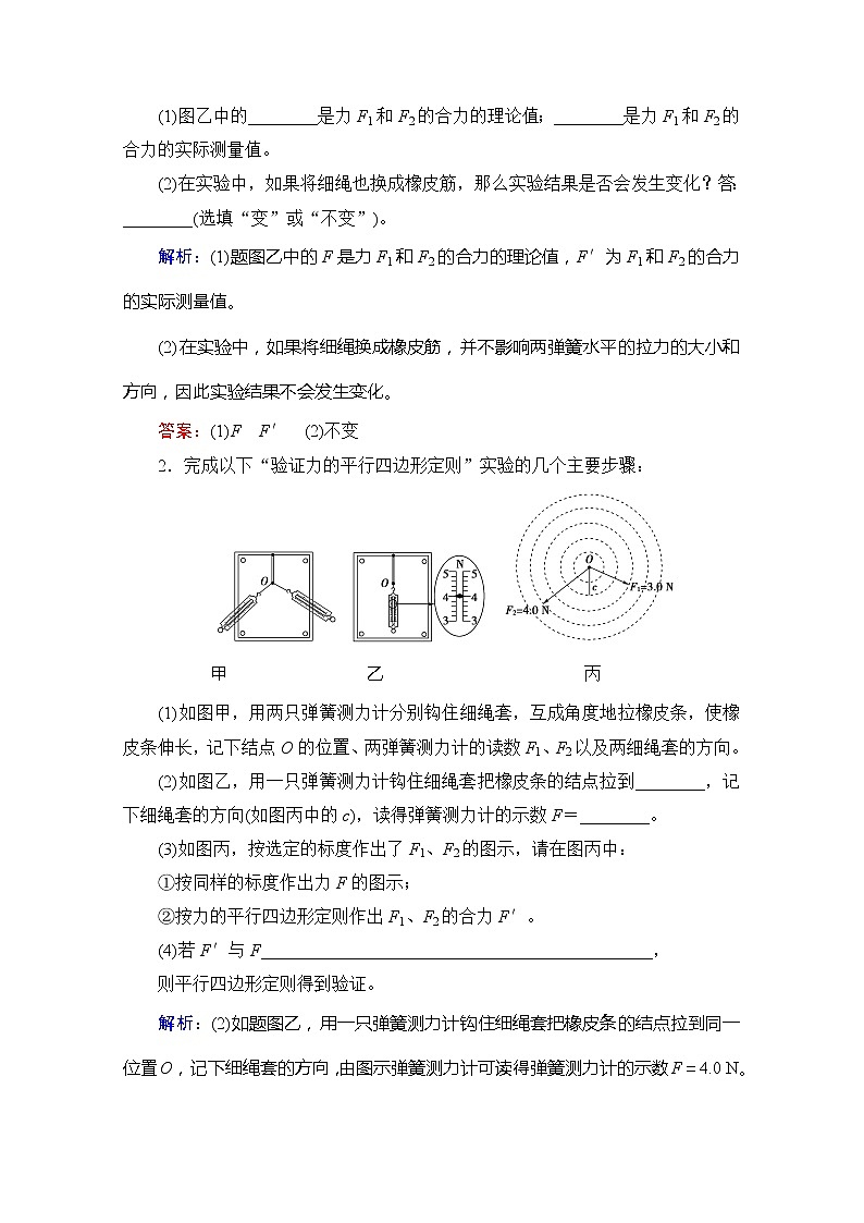 2020版新一线高考物理(新课标)一轮复习教学案:第2章实验三 验证力的平行四边形定则03
