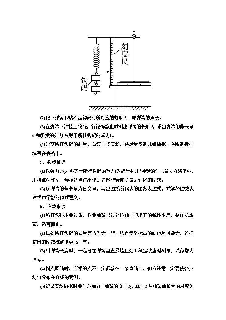 2020版新一线高考物理(人教版)一轮复习教学案:第2章实验2 探究弹力和弹簧伸长量的关系第2页