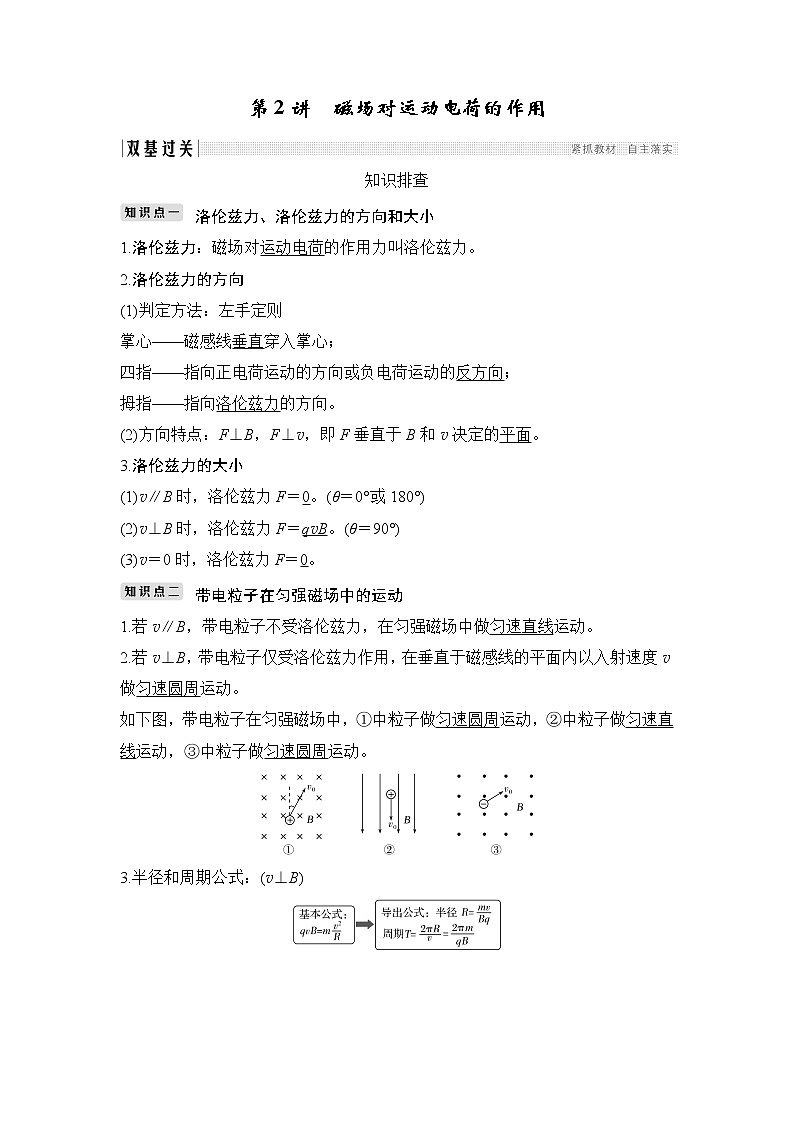 2020版物理浙江高考选考一轮复习讲义:选修3-1第八章第2讲磁场对运动电荷的作用01