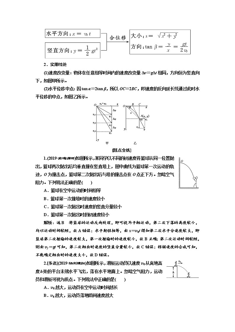2020版高考物理新设计一轮复习江苏专版讲义:第四章第2节抛体运动第2页