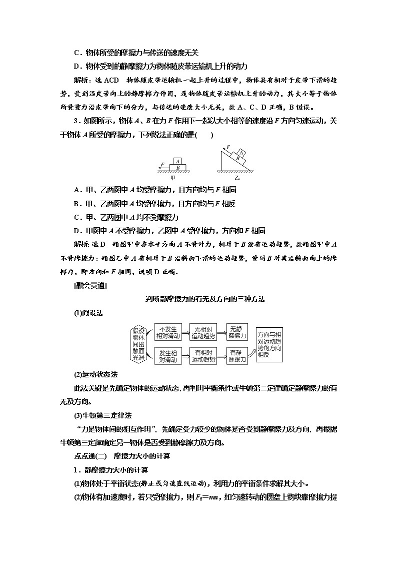2020版高考物理新创新一轮复习通用版讲义:第二章第7课时 摩擦力(双基落实课)02