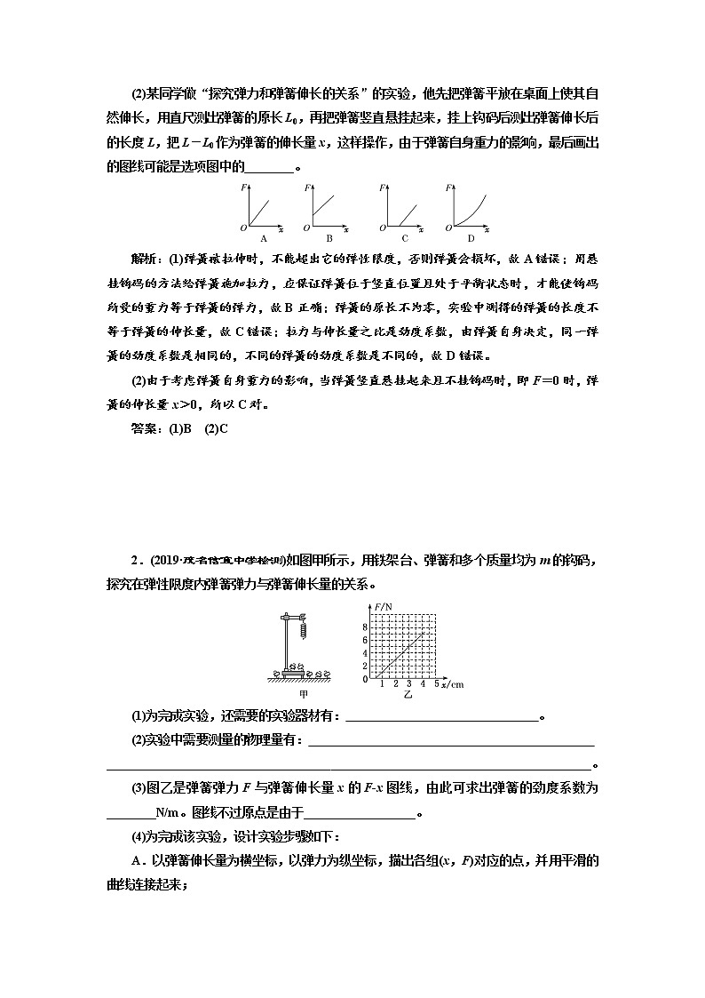2020版高考物理新创新一轮复习通用版讲义:第二章第11课时 探究弹力和弹簧伸长的关系(实验增分课)03
