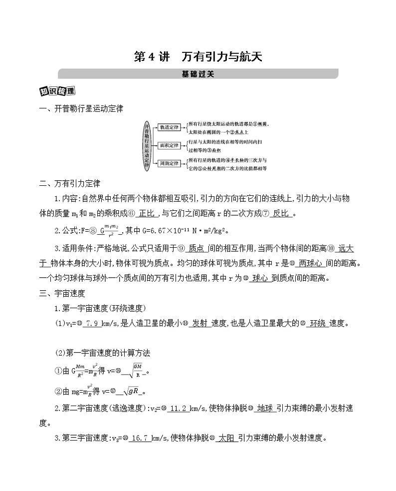 2021版物理提能大一轮复习课标版文档:第四章 第4讲 万有引力与航天 学案01