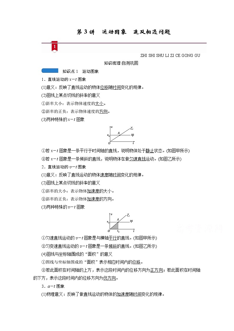 2021高三物理人教版一輪學(xué)案：第一章第3講　運動圖象　追及相遇問題第1頁