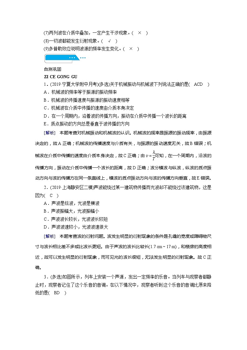 2021高三物理人教版一輪學(xué)案：第十三章第2講　機(jī)械波第3頁