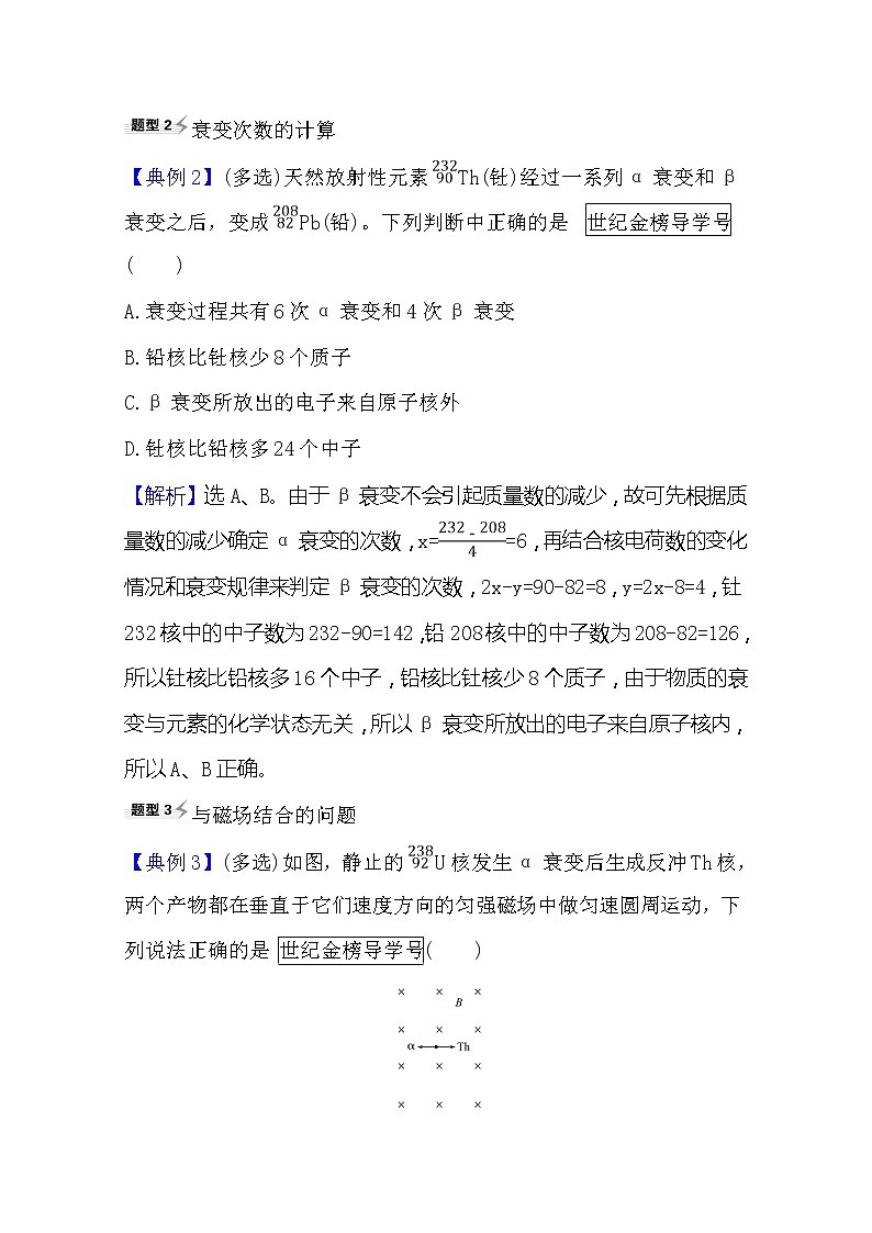 2021高考物理沪科版新课程一轮复习关键能力·题型突破12.3放射性元素的衰变 核能02