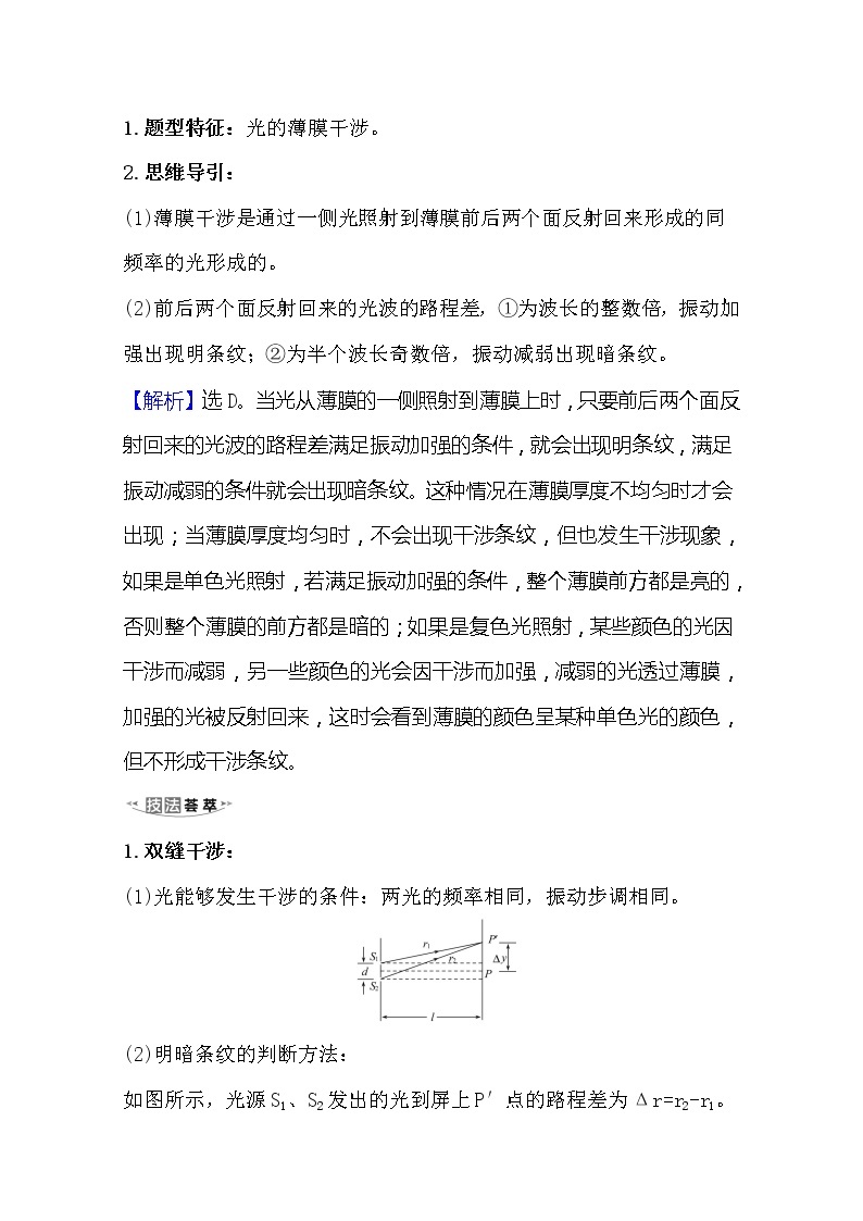 2021高考物理沪科版新课程一轮复习关键能力·题型突破选修3-42.2光的波动性　电磁波　相对论03