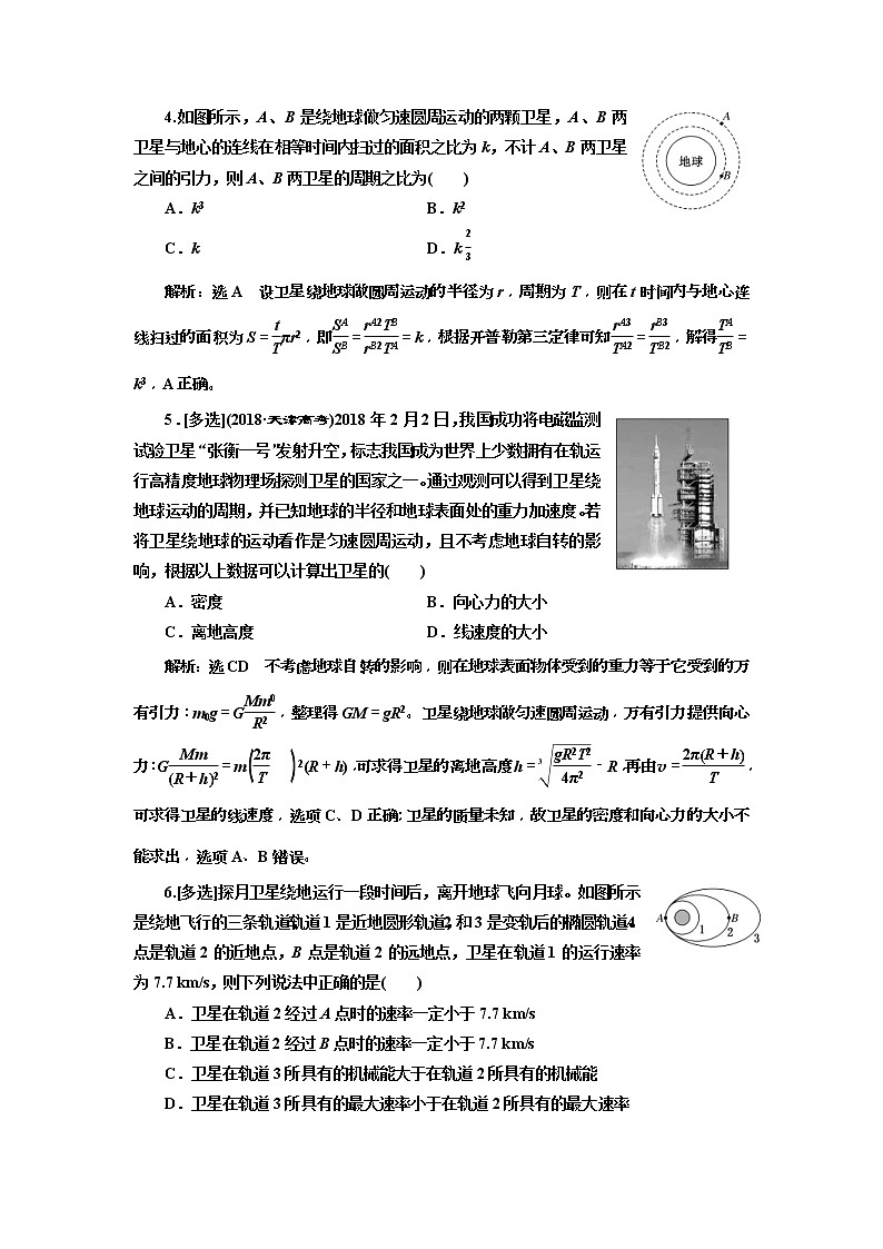 2019版高考物理二轮复习专题检测:06掌握“两定律、一速度”破解天体运动问题(含解析)第2页