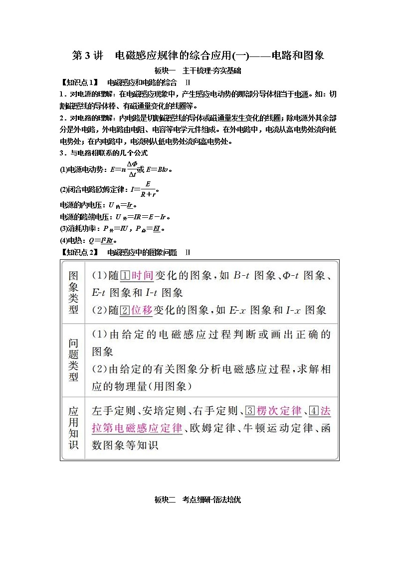 2019届高考物理一轮复习讲义:第10章 第3讲 电磁感应规律的综合应用(一)——电路和图象(含答案)01