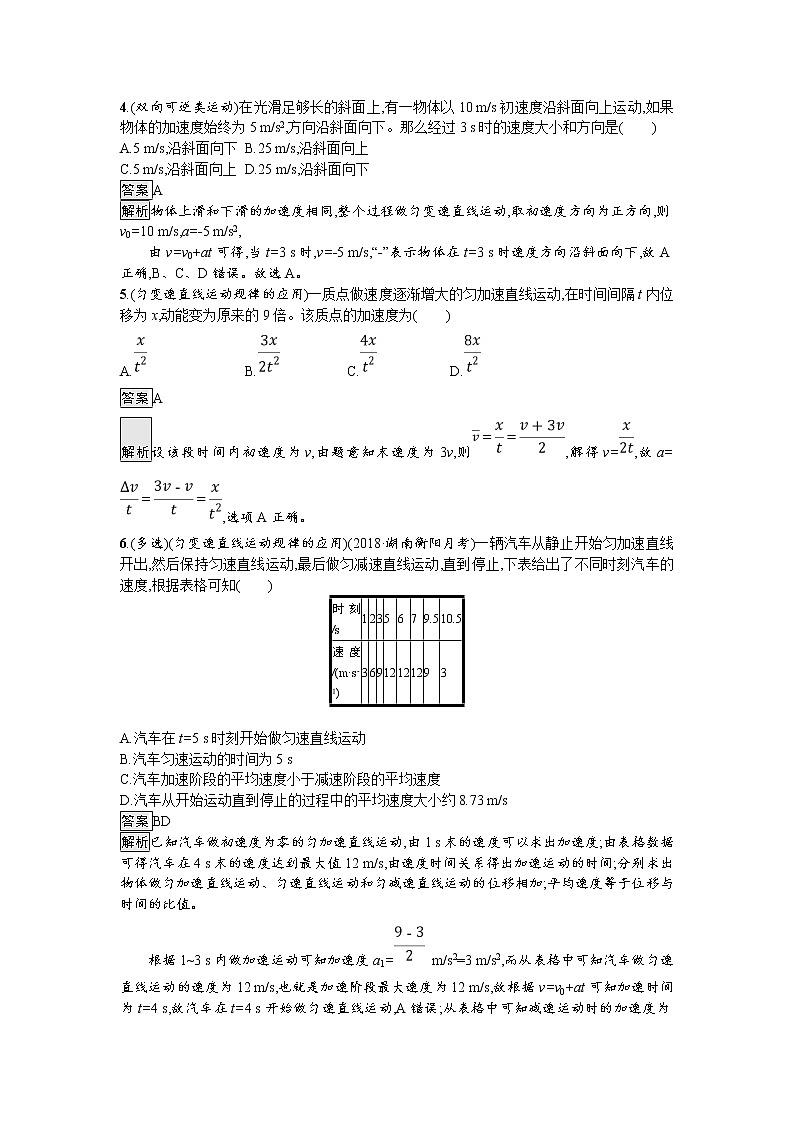 2019届高考物理一轮复习课时规范练02《匀变速直线运动的规律及应用》(含解析)02