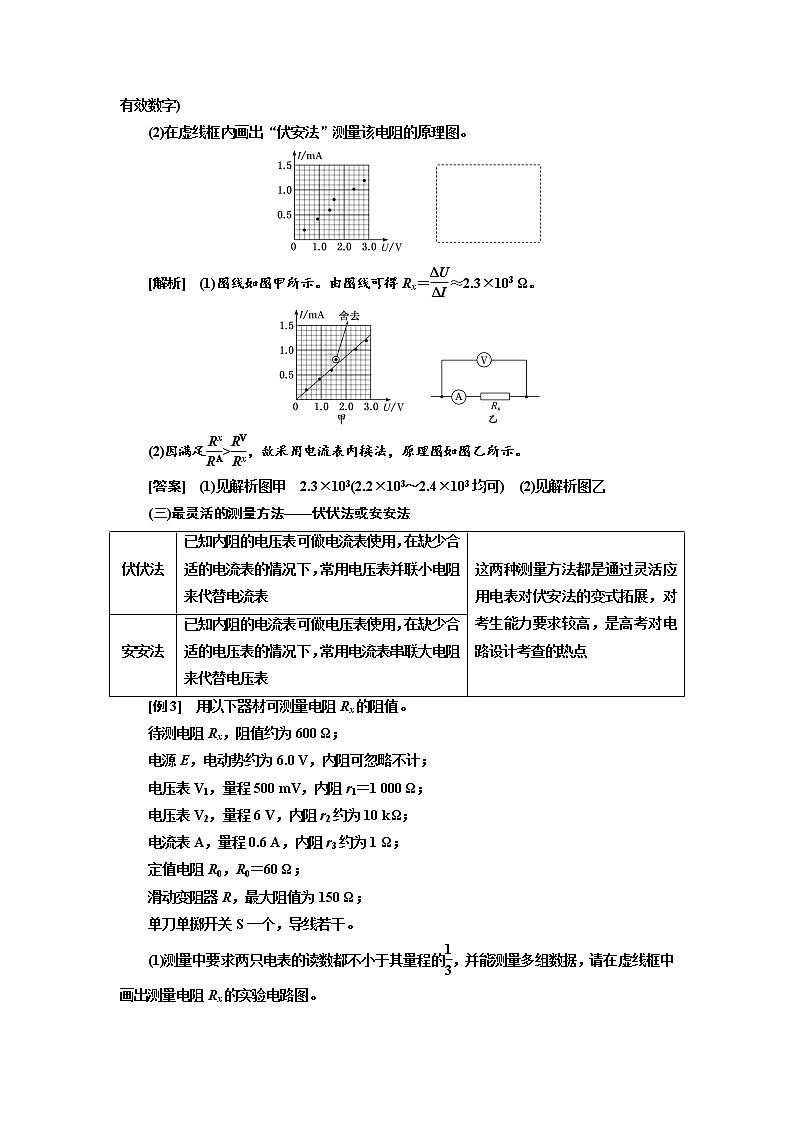 2020高考物理新创新大一轮复习新课改省份专用讲义:第九章第57课时 “六法突破电学实验的关键点”——电阻测量(实验增分课)02