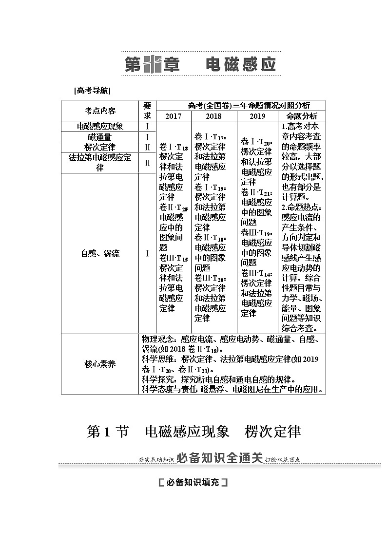 2021届高考物理一轮复习学案:第10章第1节 电磁感应现象 楞次定律01