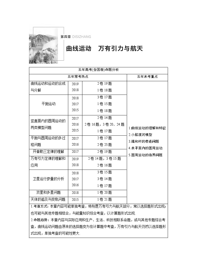2021高考物理人教版一轮复习学案作业:第四章第1讲曲线运动 运动的合成与分解01