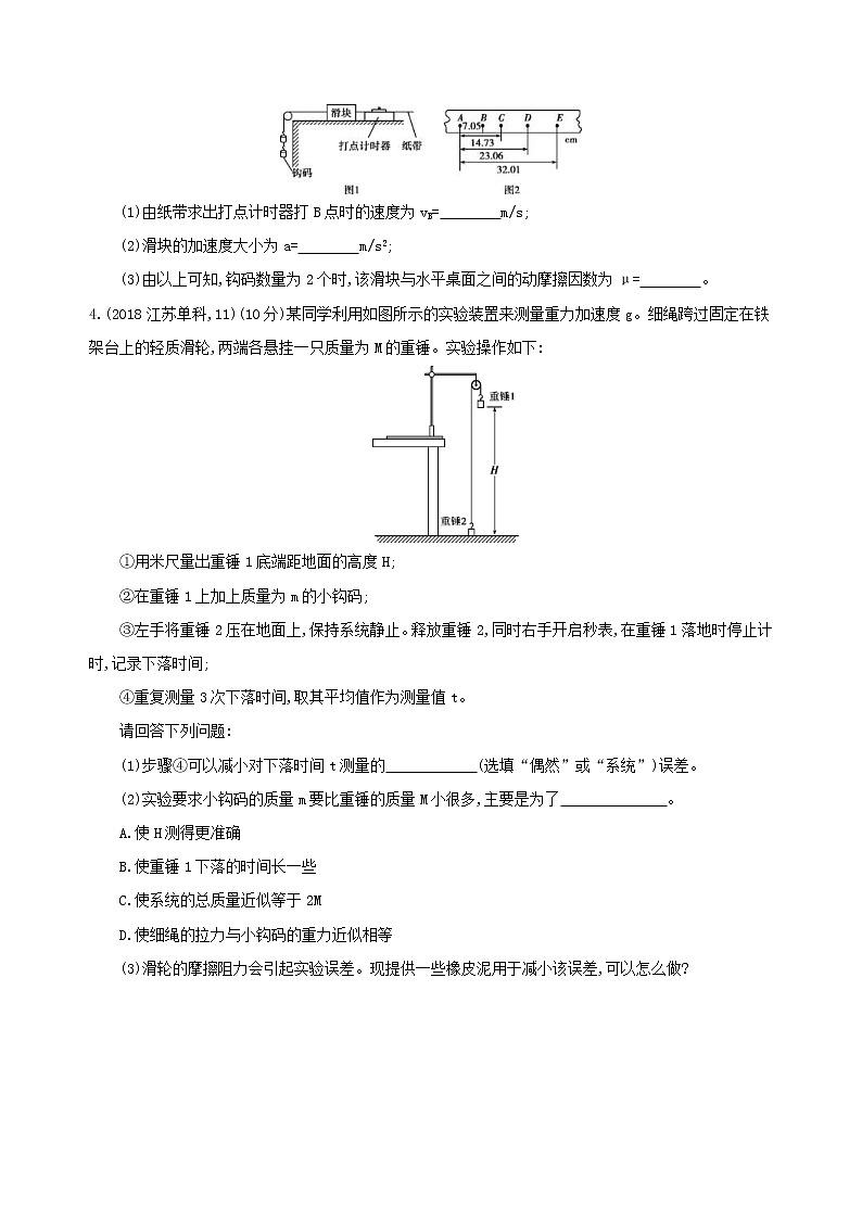 2019高考物理二轮复习第16讲 力学实验与创新 专题训练(含解析)02