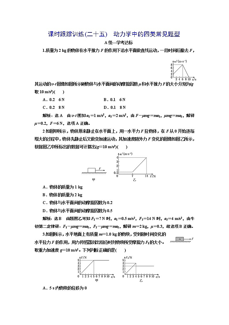 课时跟踪训练(二十五) 动力学中的四类常见题型01
