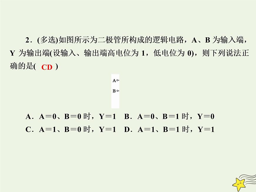 2020高中物理第二章恒定電流課時20簡單的邏輯電路課件新人教版選修3_1第4頁
