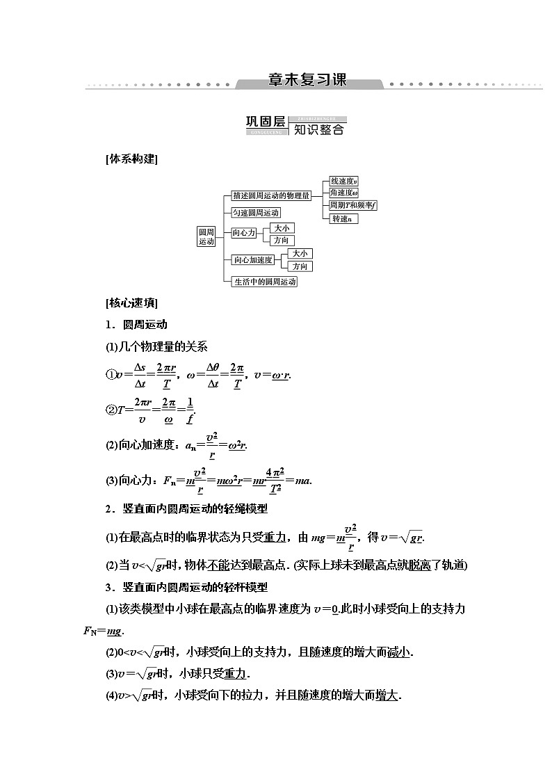 人教版(2019)高中物理必修第二册第6章 章末复习检测01