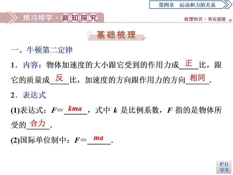 人教版(2019)高中物理必修第一册第四章3 第3节 牛顿第二定律 课件04