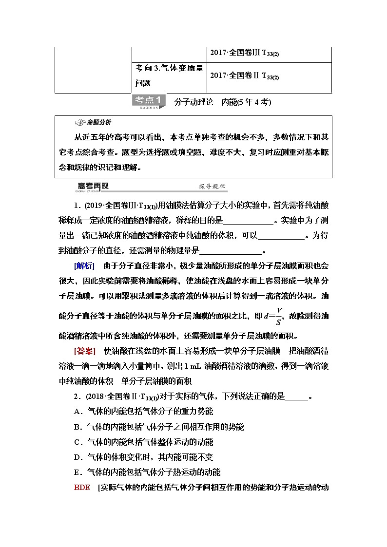 2020 第1部分 专题7 第1讲 分子动理论 气体及热力学定律02