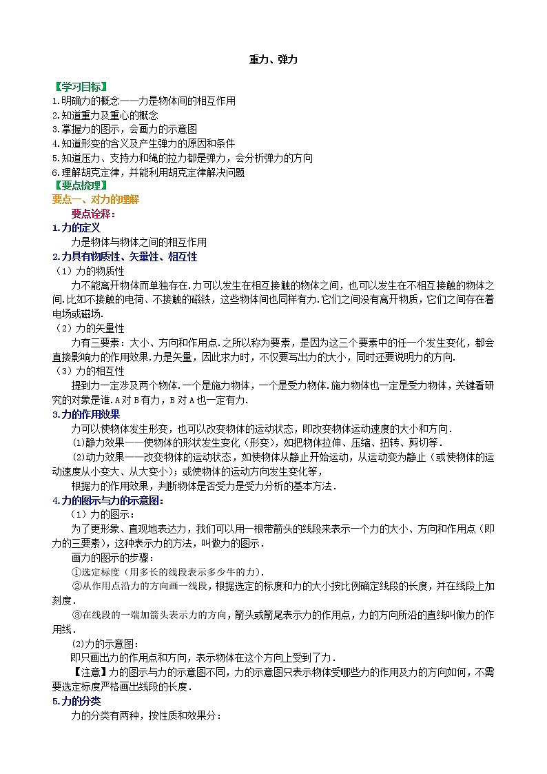 知识讲解 重力、弹力 基础第1页