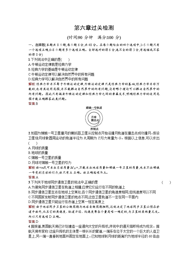 人教版高中物理必修二检测:第六章过关检测 Word版含答案01