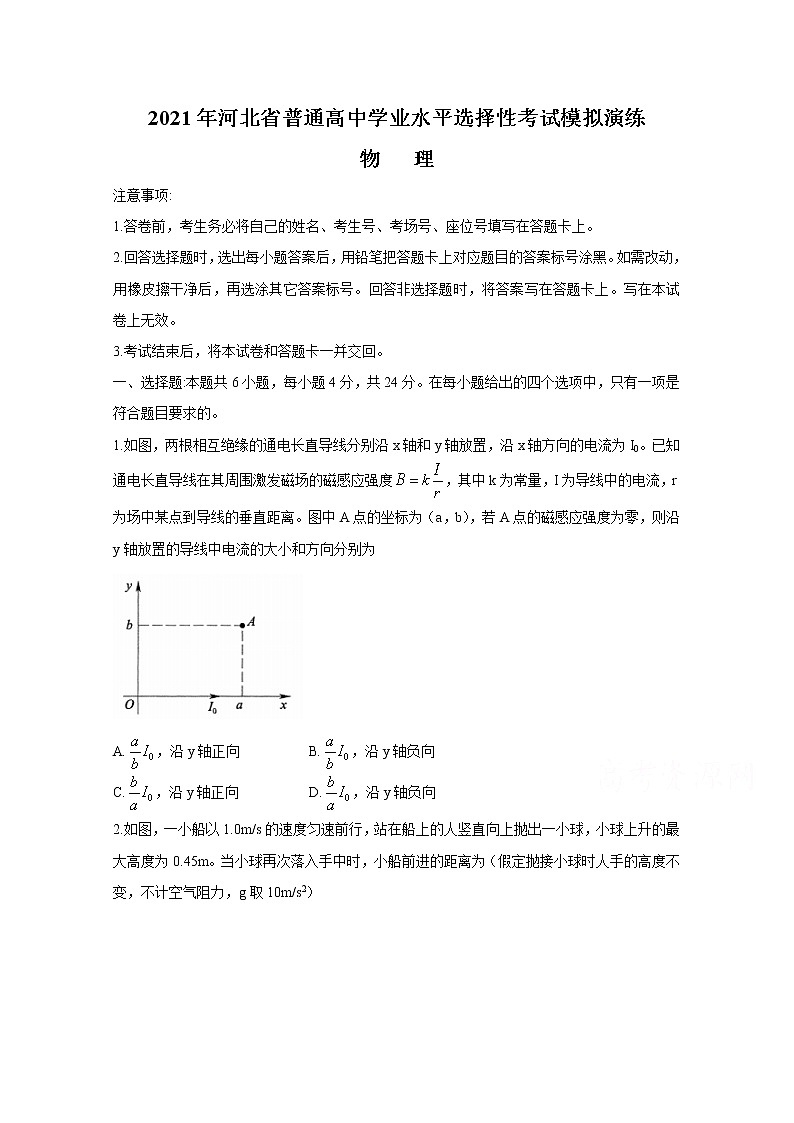 2021年八省联考河北省物理原卷第1页