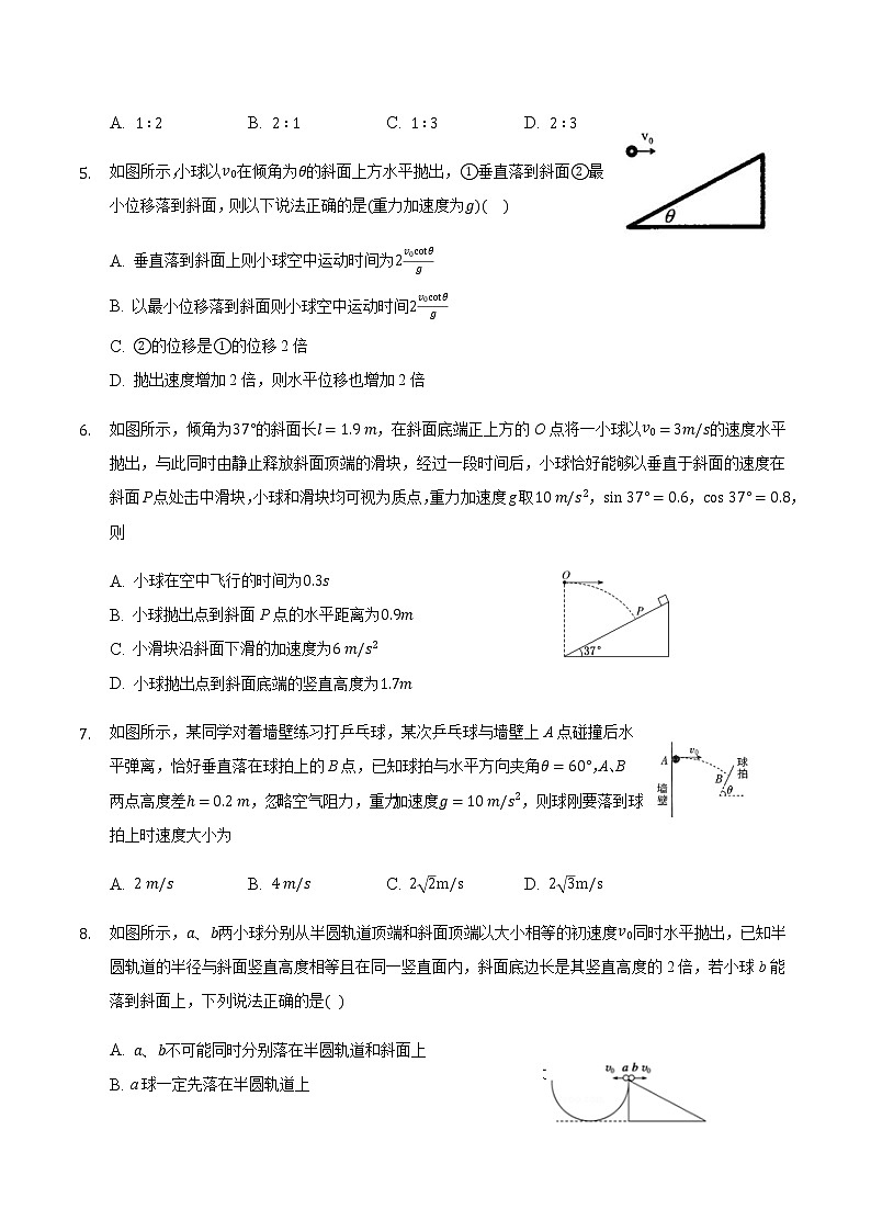 2021屆高三物理二輪復習?？寄Ｐ臀ｎ}復習—平拋運動斜面模型專題（含解析）第2頁