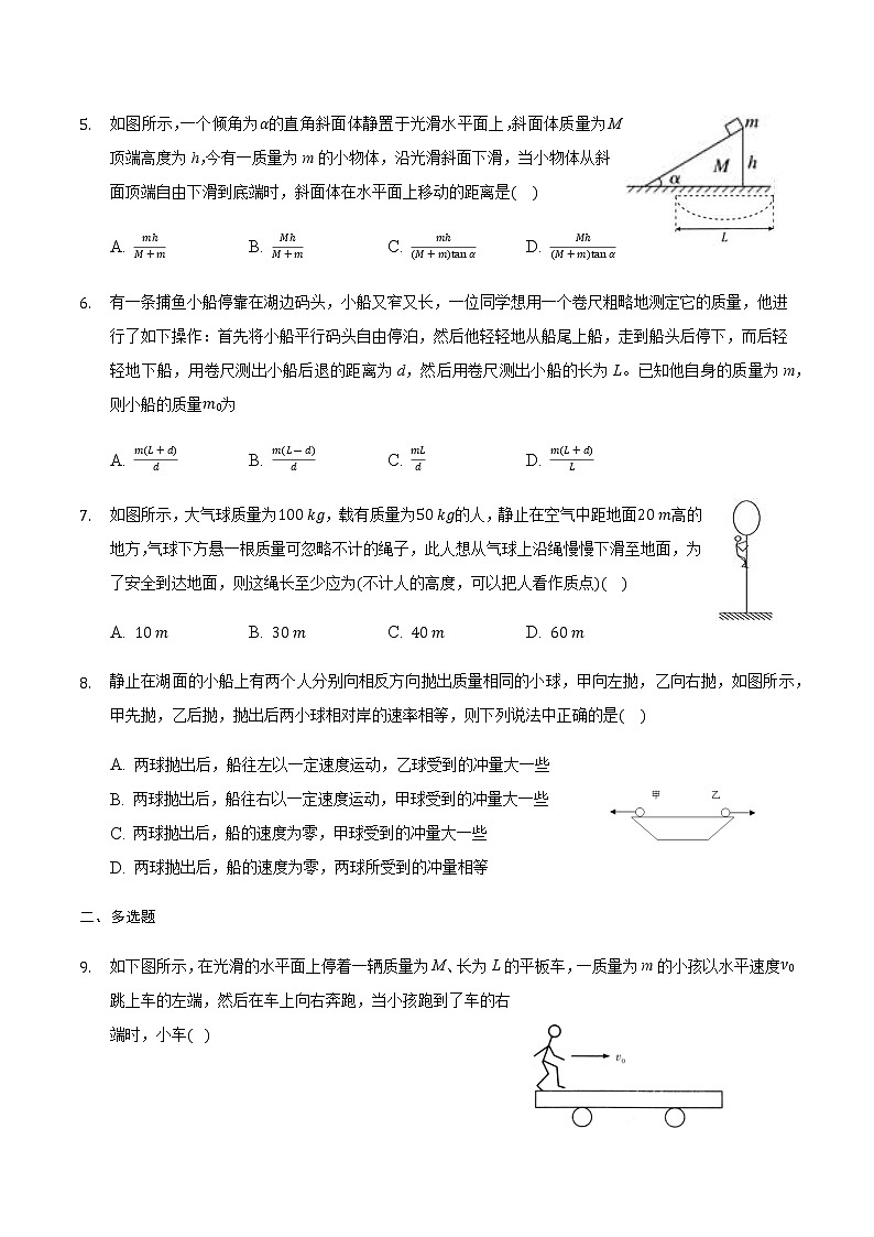 2021届高三物理二轮复习常考模型微专题复习-人船问题专题(含解析)第2页