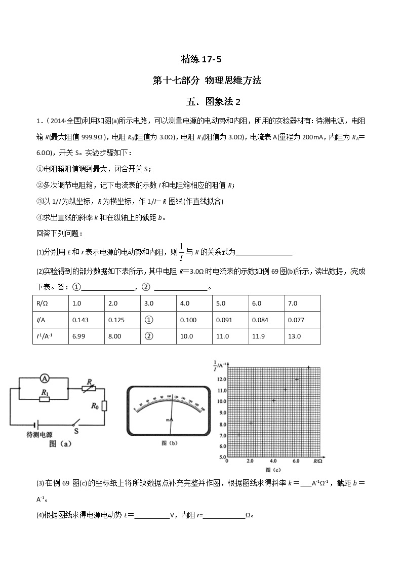 高考物理二轮考点精练专题17.5《图象法（二）》（含答案解析）01