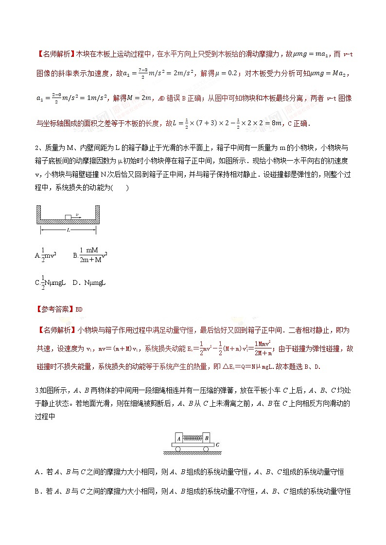 高考物理二輪考點精練專題16.7《滑塊木板模型》（含答案解析）第2頁