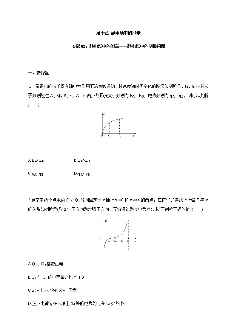 专题02 静电场中的能量——静电场中的图像问题-2021-2022学年高中物理同步练习(新教材人教版必修第三册)第1页