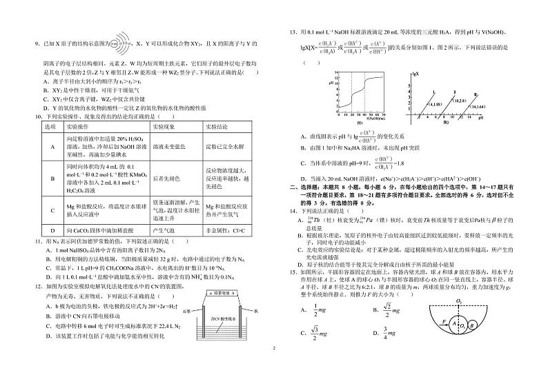 2021届安徽省六安市第一中学高三适应性考试理科综合试题第2页