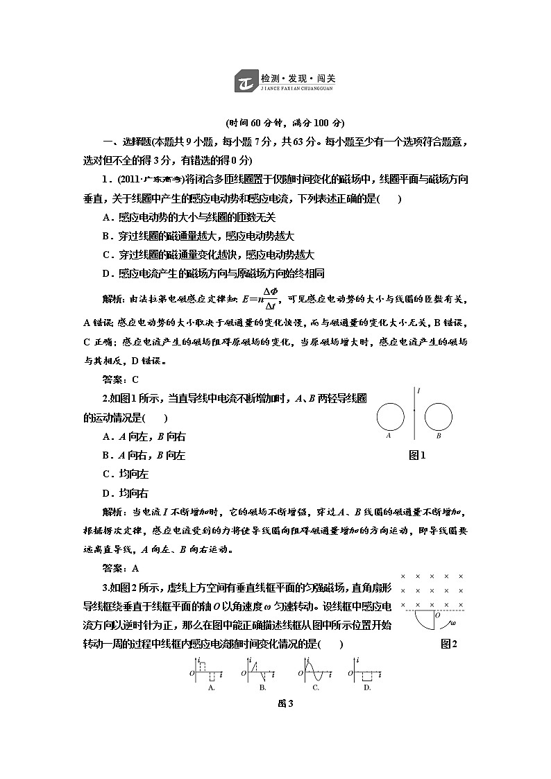 人教版物理选修3-2基础夯实训练-第四章 电磁感应第1页