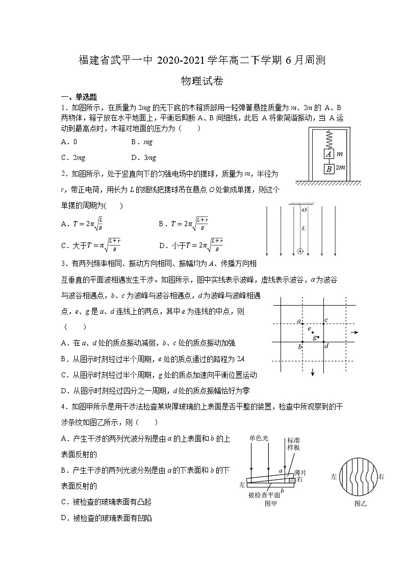 2020-2021学年福建省武平一中高二下学期6月周测物理试题 解析版01