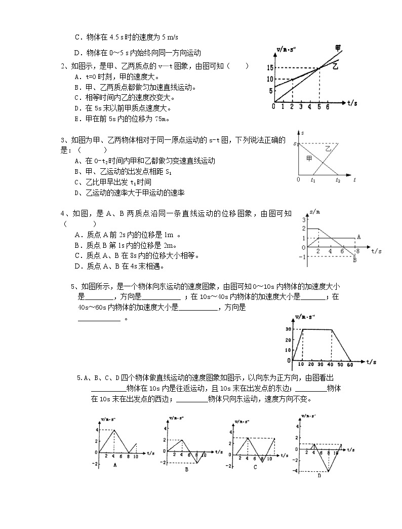 高一物理必修一速度vt图像xt图像02