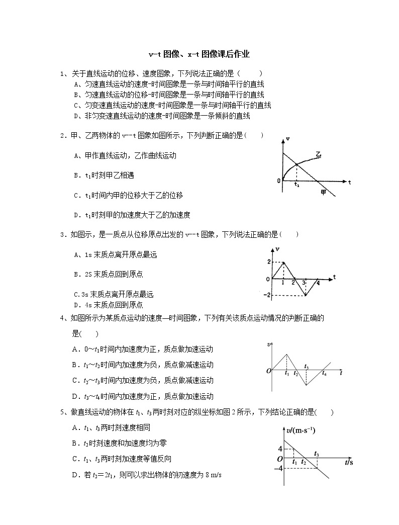 高一物理必修一速度vt图像xt图像03